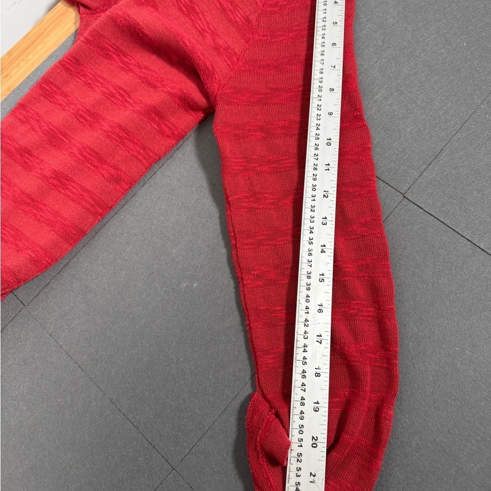 🌹 LRL Lauren Jeans Co. Ralph Lauren Red Textured Knit Pullover Top - Medium - Picture 9 of 10
